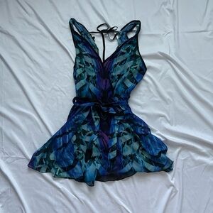 Dolcessa Blue and Black Halter Dress With Shorts